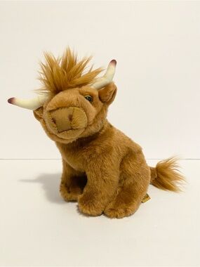 Living Nature Highland Cow Plush Small 7” Stuffed Animal Realistic UK Cuddle Toy